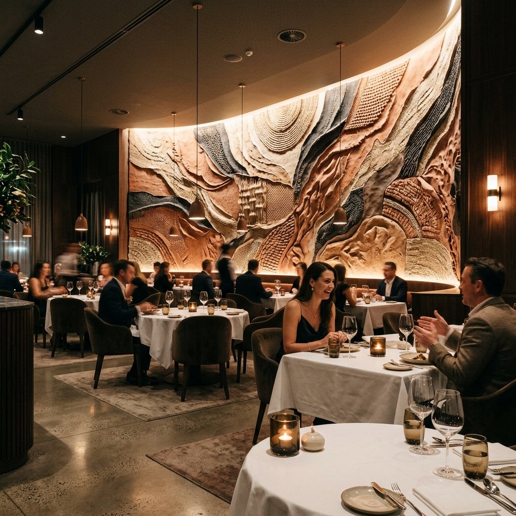 Upscale restaurant dining room wall art statement
